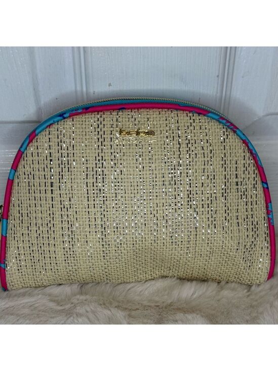 bebe Handbags - BEBE COSMETIC BAG SEMI CIRCULAR WITH BLUE AND PINK TRIM